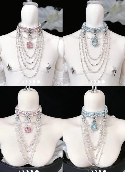 ドール用アクセサリー ネックレス ブルー ピンク MSD/SD/70サイズ人形用 BJD
