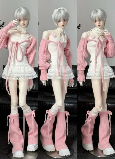 ドール用脚カバー ヘアバンド 付け襟  ブラック ホワイト ピンク グレー 62-73cmサイズ通用 球体関節人形用 BJD用