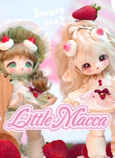 【期間限定】ドール用服【Little Dessert Lamb 苺】用オフィシャル衣装 ピンク グリーン 18cm 球体関節人形 BJD Little Macca