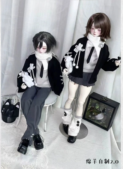 ドール用服【見習生】衣装セットブラック 1/4サイズ人形用 球体関節人形用 BJD