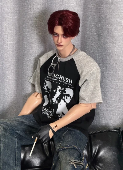 ドール用Tシャツのみ グレー ブラック MSD/68/70/73/75/77cmサイズ用 球体関節人形用 BJD用