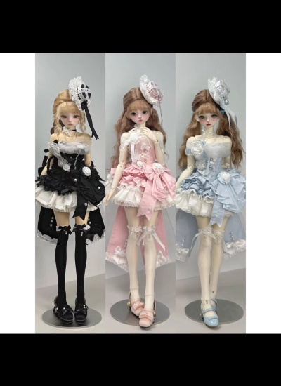 ドール用服 ドレスセット 【薔薇晩宴】 ブルー ピンク  ブラック MSDサイズ人形用 球体関節人形用 BJD用