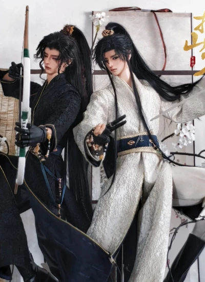 BJDドール用服 古代風【抱山衣】中着 インナー4点セット ホワイト/アイボリー/ブラック 68cm-77cmサイズ人形用