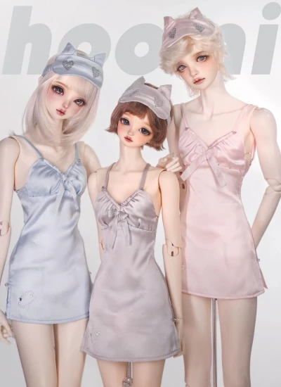 ドール用ドレス サテンキャミナイトドレス マスク ピンク ブルー グリーン パープル グレー SDサイズ人形用 BJD用