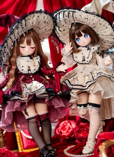 ドール用服 lolita ワンピース ドレス レッド ベージュ ブルー ピンク パープル MSDサイズ人形通用 球体関節人形用 BJDDOLL