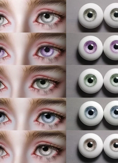 BJDドール用 石膏アイ【DEシリーズ】リアル風 全18色 グレー/パープル/グリーン/ブルー/ブラウン 8mm/10mm/12mm/14mm/16mm/18mm