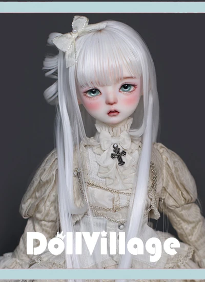 ドール用ウィッグ ロング ホワイト 1/4サイズ GY4-024-B 女の子用 高温糸 球体関節人形用 BJD用