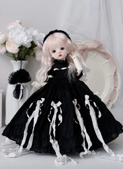 ドール用服 ドレス Lolita ブラック YOSDサイズ人形用 女の子用 BJD用 【猫港小桔】