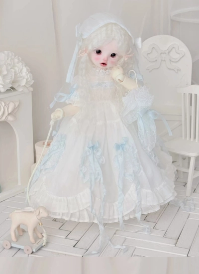 ドール用服 ドレス Lolita ホワイト YOSDサイズ人形用 女の子用 BJD用 【猫港小桔】
