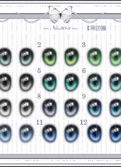 ドール用アイ マンガアイ 水転写デカールアイ『30-1号』黒瞳バージョン mdd/bjd/ob 二次元 10mm/12mm/14mm/16mm/18mm/20mm BJD/MJD用