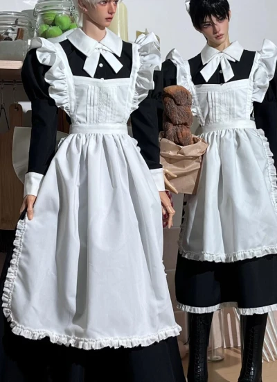 ドール用メイドセット服 ホワイト ブラック 70cm/73cm/75cm/77cmサイズ用 球体関節人形用 BJD