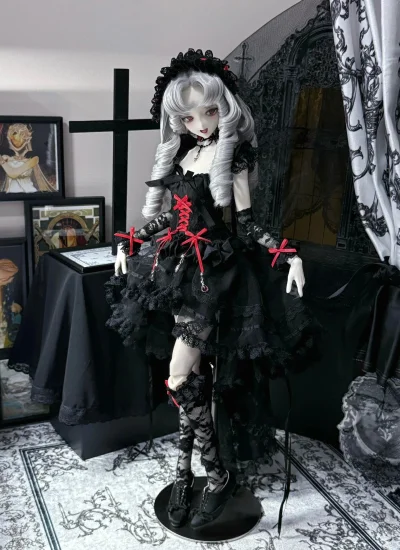 ドール用服 ドレス「輝燼礼」 ホワイト ブラック ピンク MSDサイズ人形用 球体関節人形 BJDDOLL