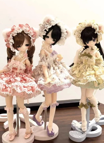 ドール用服 Lolita ワンピース 「奶芙猫咪」 グリーン ピンク パープル Azone 特YOSDサイズ人形用 球体関節人形 BJDDOLL