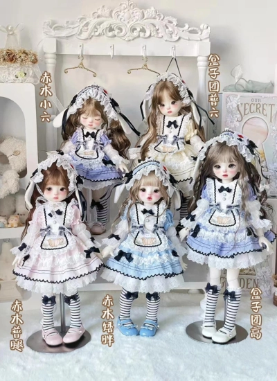 ドール用服 Lolita ワンピース 「Alice」 ブルー ピンク イエロー パープル YOSDサイズ人形用 球体関節人形 BJDDOLL