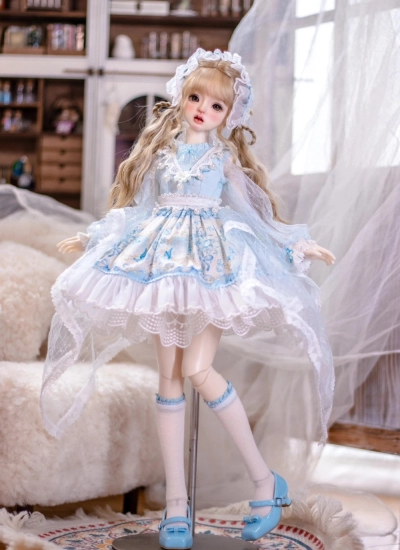 ドール用服 Lolita ワンピース 「雲上の飛燕」 ブルー MSDサイズ人形用 球体関節人形 BJDDOLL