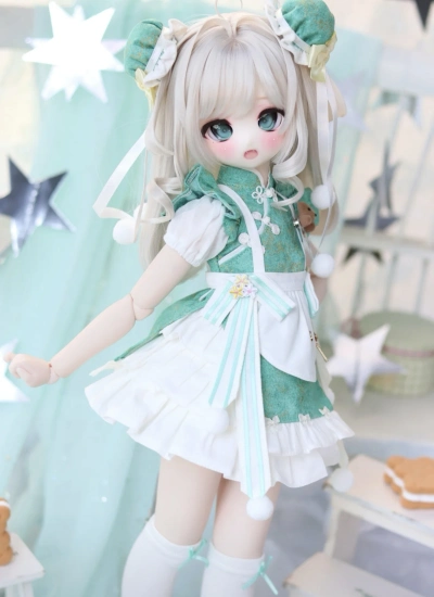 数量限定 ドール用服 14# チャイナドレス グリーン「小笼包」 MSDサイズ人形通用 球体関節人形 BJDDOLL