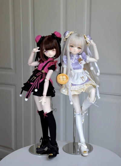 数量限定 ドール用服 7# 8# チャイナドレス パープル ピンク 「小笼包」 MSDサイズ人形通用 球体関節人形 BJDDOLL