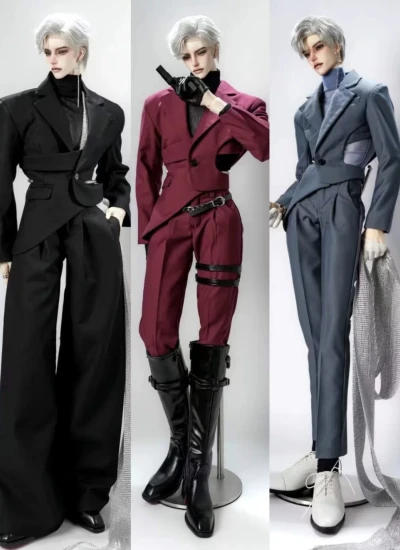 ドール用スーツセット ブラック レッド スモークブルー 73/75/77サイズ用 男の子用 球体関節人形用 bjd用