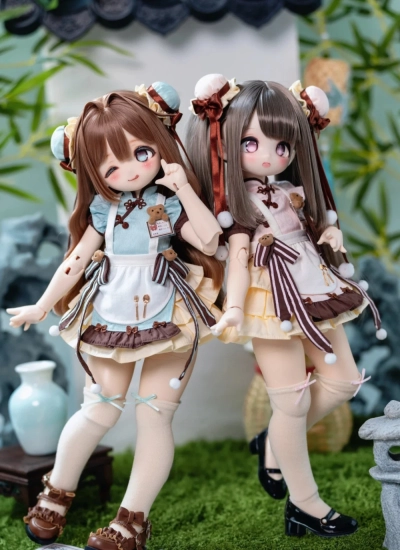 数量限定 ドール用服 1# 2# チャイナドレス ブルー*ブラウン ピンク*ブラウン「小笼包」 MSDサイズ人形通用 球体関節人形 BJDDOLL