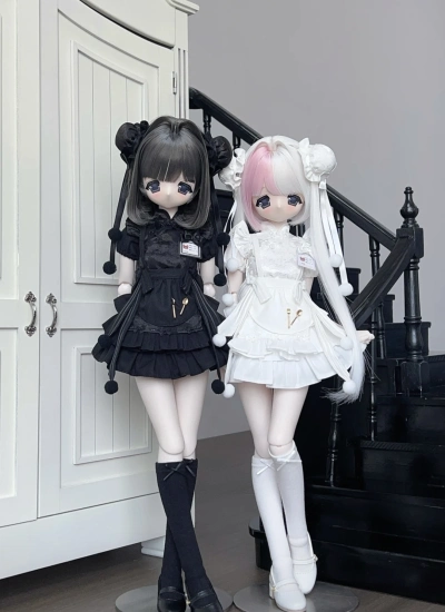 数量限定 ドール用服 19# 20＃ チャイナドレス ホワイト ブラック「小笼包」 MSDサイズ人形通用 球体関節人形 BJDDOLL