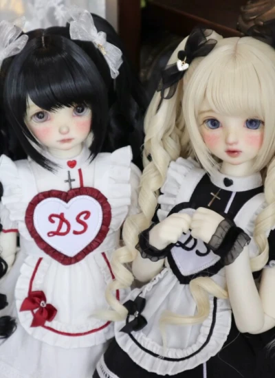 期間限定 ドール用ウィッグ【DOKI】プリンセスカール ツインテール 全17色 グラデーション ブラック ピンク ブルー ゴールド 女の子用 高温糸 SD/MSDサイズ人形用 球体関節人形用 BJD用
