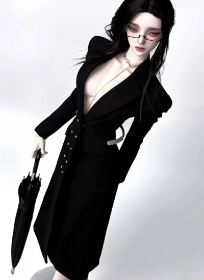 ドール服  ロングコート ブラック 68/70/71cmサイズ用 球体関節人形 BJD