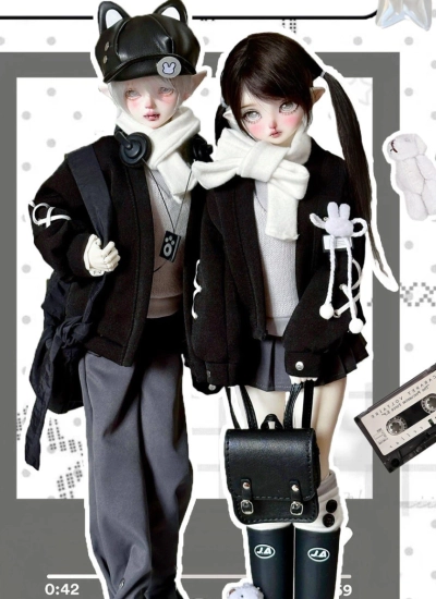 ドール用服【見習生】衣装セットブラック 1/4サイズ人形用 球体関節人形用 BJD