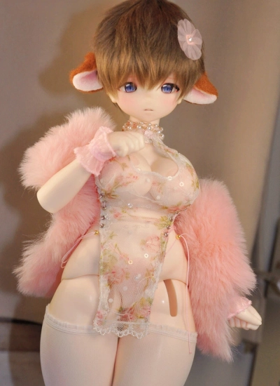 ドール服 爬爬魚体 2.0 大胸対応 ピンクレース半透明チャイナドレスセット セクシー中華風 ピンク MSDサイズ用 球体関節人形 BJD