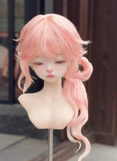 ドール用ウィッグ  高温絲  ピンク MSDサイズ用 BJD用
