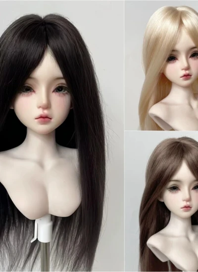 ドール用ウィッグ ロングヘアー ストレート 中分 ベースウィッグ モヘア 柔らかい糸 YOSD/MSD/SDサイズ人形用 BJD用