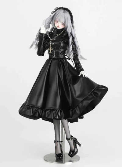BJDドール用服 【深淵メイド】 ドレス ブラック 大MSDサイズ人形用