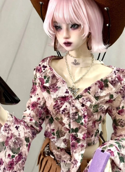 ドール用服 花柄 シャツ  ピンク 62/63/65/68サイズ 女の子用 球体関節人形用 BJD用
