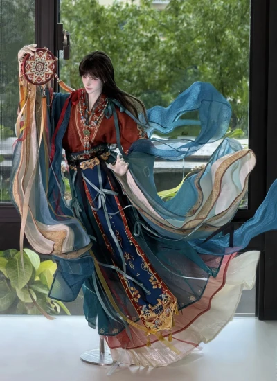 ドール用服 時代服 鬼神渡 ID75サイズ レッド*ブルー 男の子用 球体関節人形用 BJD用 【万物和鳴】