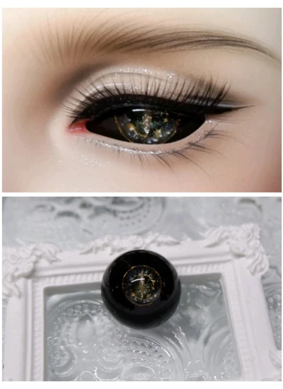 ドール用アイ 石膏アイ 獣瞳 ブラック*ゴールド 12mm/14mm/16mmサイズ BJD/MJD用【Eシリーズ E02】