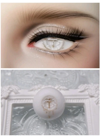 ドール用アイ 石膏アイ 獣瞳 ホワイト*ゴールド 12mm/14mm/16mmサイズ BJD/MJD用【Eシリーズ E04】