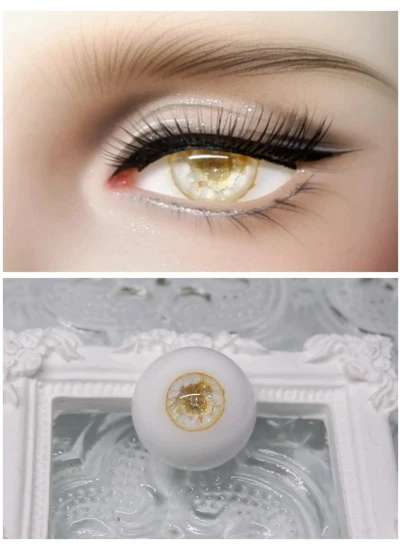 ドール用アイ 石膏アイ 獣瞳 ホワイト*ゴールド 12mm/14mm/16mmサイズ BJD/MJD用【Eシリーズ E03】