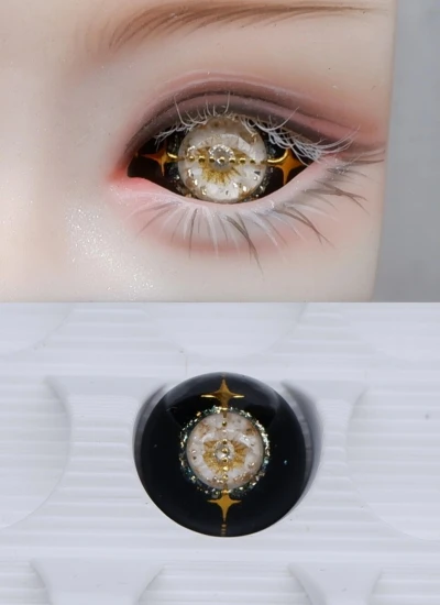 ドール用アイ 石膏アイ ブラック*ゴールド 12mm/14mm/16mmサイズ BJD/MJD用【星砕09】
