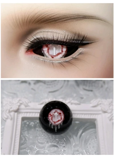 ドール用アイ 石膏アイ 獣瞳 レッド*ブラック 12mm/14mm/16mmサイズ BJD/MJD用【Eシリーズ E08】