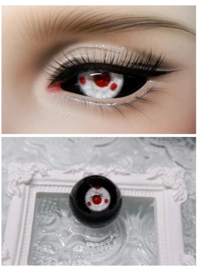 ドール用アイ 石膏アイ 獣瞳 ブラック*レッド 12mm/14mm/16mmサイズ BJD/MJD用【Eシリーズ E12】