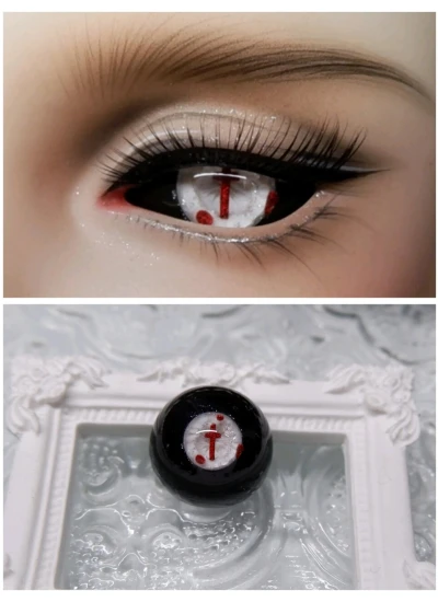 ドール用アイ 石膏アイ 獣瞳 ブラック*レッド 12mm/14mm/16mmサイズ BJD/MJD用【Eシリーズ E11】