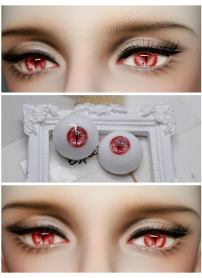 ドール用アイ 石膏アイ 獣瞳  レッド 14mm/16mm/18mmサイズ  BJD/MJD用【Aシリーズ A16】