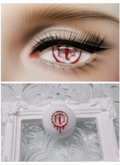 ドール用アイ 石膏アイ 獣瞳 ホワイト*レッド 12mm/14mm/16mmサイズ BJD/MJD用【Eシリーズ E09】