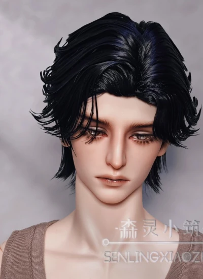 ドール用ウィッグ  スタイルあり ブラック シルバー ゴールド 黒*赤  小顔SD/SDサイズ 男の子用 球体関節人形用