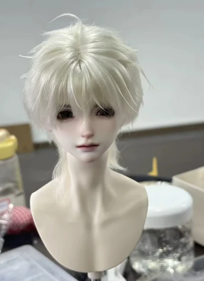 ドール用ウィッグ ショートヘアー  ウルフカット アホ毛 M字前髪 モヘア材質 YOSD/MSD/SDサイズ 球体関節人形用 BJD用