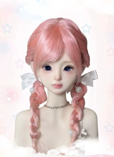 ドール用ウィッグ ロングヘアー  ｢パール三つ編み｣ モヘア材質 前髪あり 女の子用 YOSD/MSD/SDサイズ 球体関節人形用 BJD用