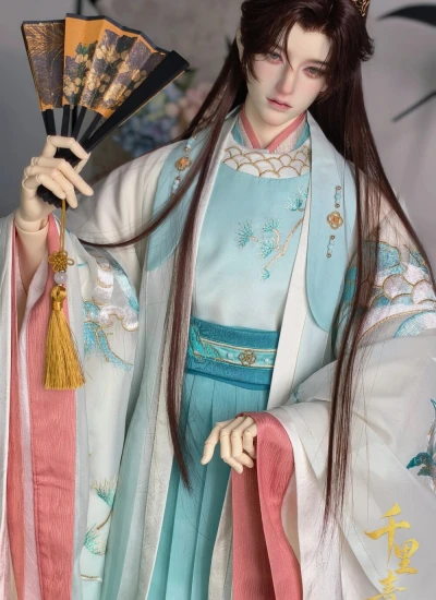 ドール用服 時代服 千里青川 ID75サイズ ホワイト*ブルー 球体関節人形用 BJD用 【Gu屋】