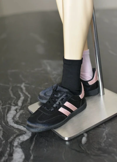 ドール用お靴 ブラック+ピンク 男の子用 ID75サイズ人形用 BJD 032