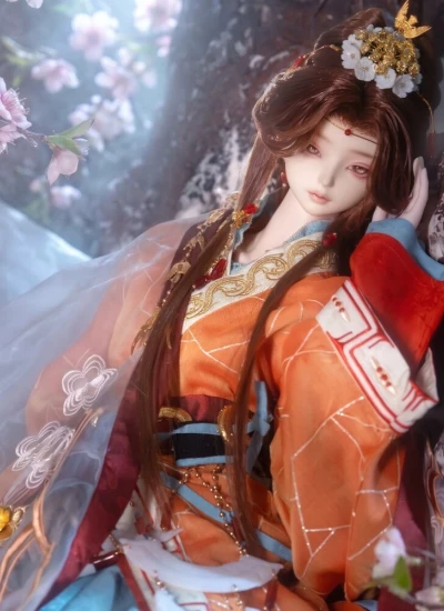ドール用服 時代服 《明月広隣王》オレンジ 58/62/66/68/70/72cmサイズ用 BJD用