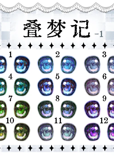 ドール用アイ マンガアイ 水転写デカールアイ『叠夢記-1』mdd/bjd/ob 二次元 10mm/12mm/14mm/16mm/18mm/20mm BJD/MJD用