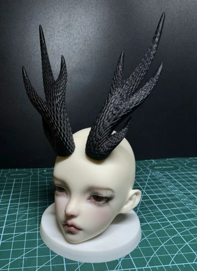 ドール用龍角 3Dプリント ブラック ID75/SDサイズ用 球体関節人形 BJDDOLL
